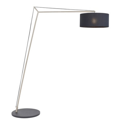 Matt Nickel Large Standing Floor Lamp LightBlack Cotton Shade & Painted Base from B&Q