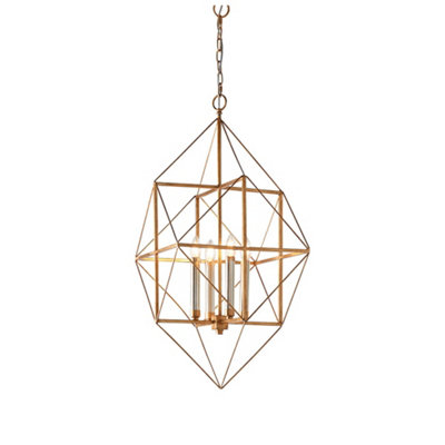 Mutli Arm Angular 4 Light Ceiling PendantHammered Gold & Silver Finish from B&Q