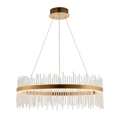 Brushed Gold Ceiling Pendant LightDecorative Glass RodsIntegrated Led from B&Q