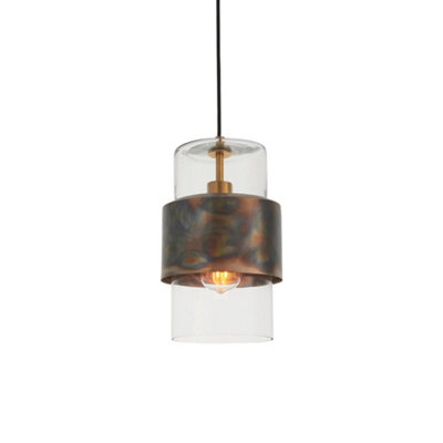 Bronze Hanging Ceiling Pendant LightClear Glass ShadeSingle Bulb Fitting from B&Q