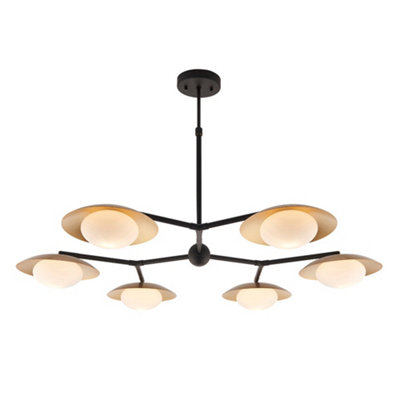 Gold & Bronze Semi Flush 6 Bulb Ceiling LightPebble Shaped Opal Glass Shades from B&Q