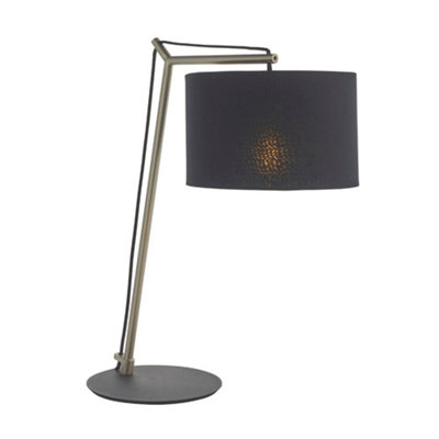 Nickel Plated Angular Table Lamp LightBlack Base & Cotton ShadeDesk Light from B&Q