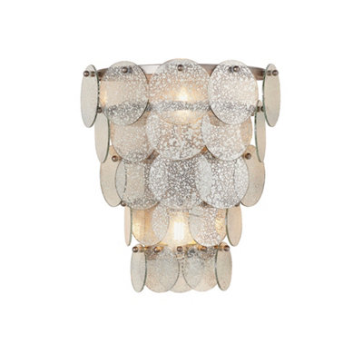 B&Q Antique Tiered Mercury Glass Wall Fitting - Ornate Detailed Sconce Silver/Light