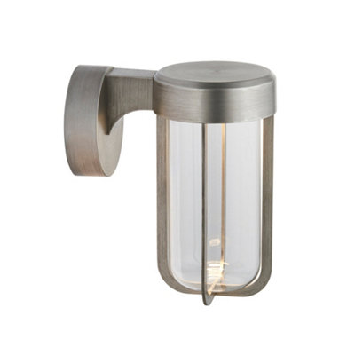 Brushed Silver Outdoor Wall Light With Glass ShadeIp44 RatedIntegrated Led from B&Q