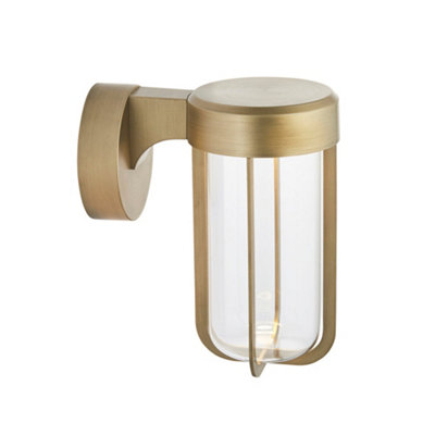 Brushed Gold Outdoor Wall Light With Glass ShadeIp44 RatedIntegrated Led from B&Q