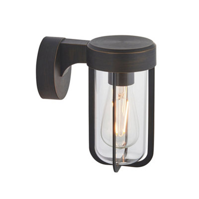 Brushed Bronze Outdoor Wall Light With Clear Glass ShadeIp44 RatedLed Bulb from B&Q