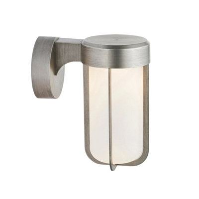 Brushed Silver Outdoor Wall Light & Frosted Glass Shade Ip44 Rated 8W Led Module from B&Q