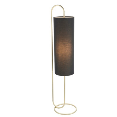B&Q Antique Brass Oval Floor Lamp & Fabric Shade 1360Mm Height Standing Black/Light