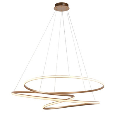  - Satin Gold Xl Ceiling Pendant Tape Light & Matt White DiffuserWarm White Led