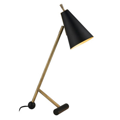 Loops Antique Brass & Matt Black Task Lamp - Modern Adjustable Table Desk Light - Image 3