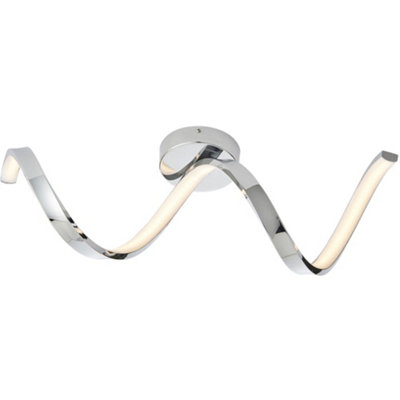 B&Q Modern Semi Flush Bathroom Ceiling - Chrome Plated & Diffuser Light/White