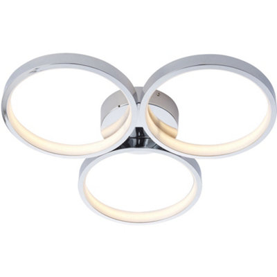 B&Q Semi Flush Multi Arm Bathroom Ceiling - Chrome Plated & Diffuser Light/White