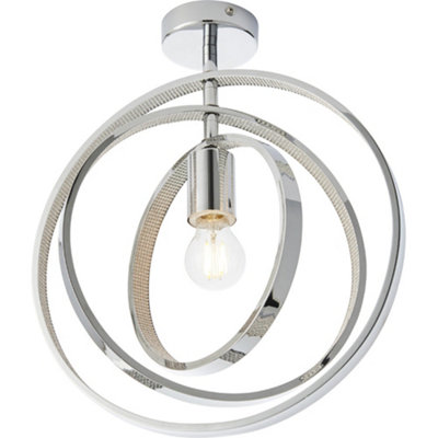 Chrome Plated Semi Flush Ceiling Pendant LightAdjustable HoopsDimmable from B&Q
