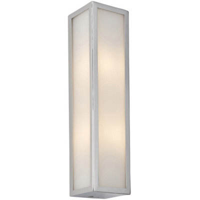 Bathroom Wall Light FittingChrome Plate & Frosted Glass ShadeTwin Lamp from B&Q