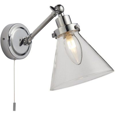 Bathroom Wall Light FittingChrome Plate & Clear Glass ShadeSconce from B&Q