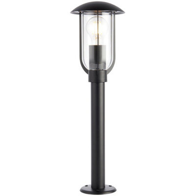  - 500mm Outdoor Lamp Post LightTextured Black & Clear ShadeExterior Bollard