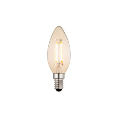 Loops Led Filament Lamp Bulb 4W Candle Shaped E14 Led Amber Tinted Glass Warm White - Image 3