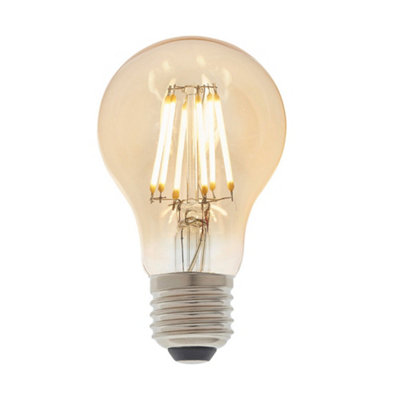  - Led Filament Lamp Bulb Dimmable 6W E27 Gls Led Amber Tinted Glass Warm White