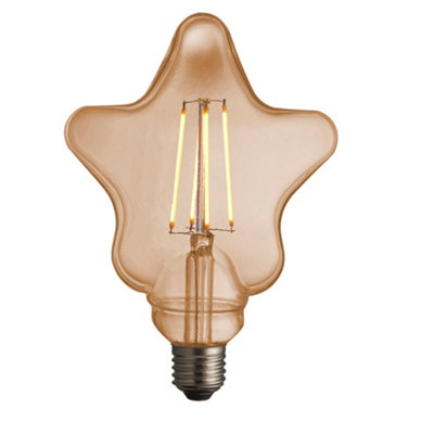 Led Filament Lamp Bulb 4W Star Shape E27 Led Amber Tinted Glass Warm White from B&Q
