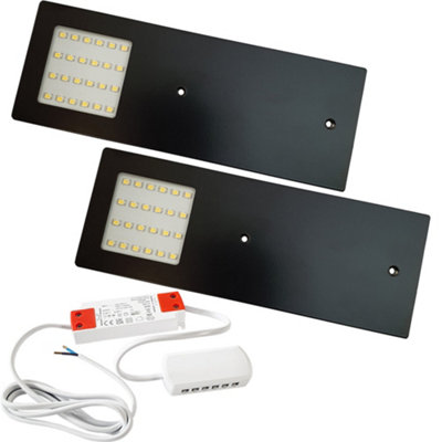 2 Pack Of Matt Black Ultra-Slim Under Cabinet Kitchen Led Lights With Driver KitNatural White from B&Q