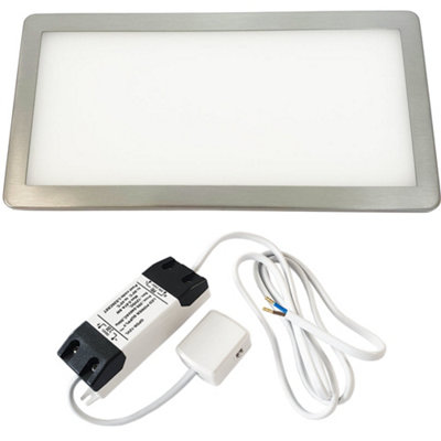 Brushed Nickel Ultra-Slim Rectangle Led Under Cabinet Light Kit With DriverNatural White Glow from B&Q