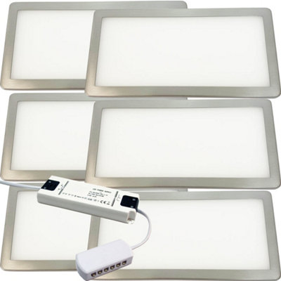 Brushed Nickel Ultra-Slim Led Under Cabinet Light Kit6X Natural White 5W Lights With 30W Driver from B&Q