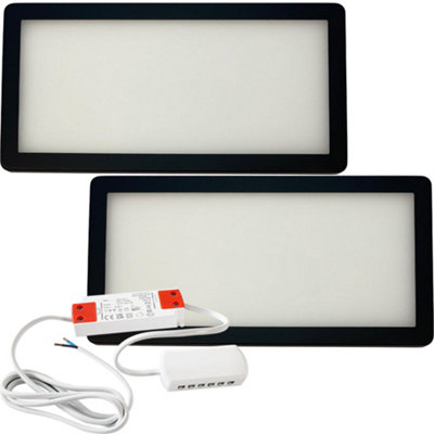 2-Pack Matt Black Ultra-Slim Under Cabinet Kitchen Lighting With Driver KitWarm White Led from B&Q