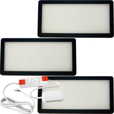 B&Q 3X Matt Ultra-Slim Led Under Cabinet Kitchen Kit With Driver - Warm Glow Black/Light/White