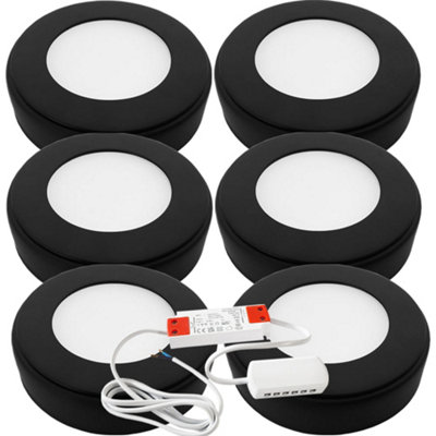 - 6-Pack Matt Black Round Under Cabinet Led Lights With Driver KitNatural White