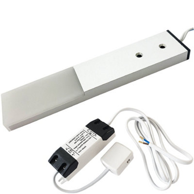 Slim Brushed Aluminium Under Cabinet Kitchen Light & Driver KitNatural White Led2.5W from B&Q