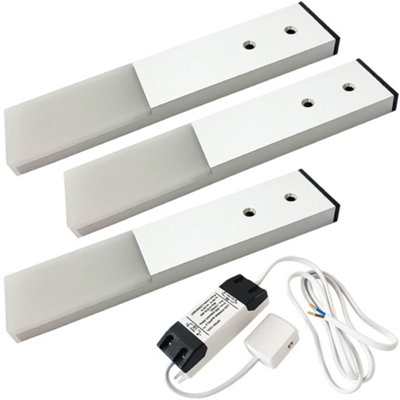  - 3-Pack Aluminium Slim Rectangle Kitchen Cabinet Lights With Natural White Led And Driver Kit