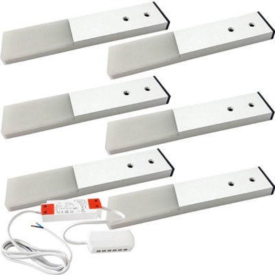  - 6-Pack Slim Led Under Cabinet Kitchen Lights With DriverNatural White Brushed Aluminium