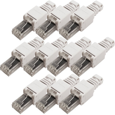 B&Q 10X Rj45 Cat6 Tool-Less Connectors & Boot - Utp Ethernet Plugs - No Crimp Tool