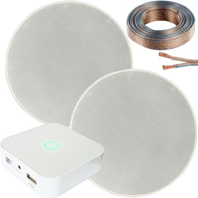Loops 80W Mini Wifi Stereo Amplifier & 2X 70W 5.25 Inch Slim Ceiling Speaker System from B&Q