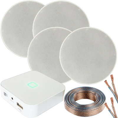 Loops 80W Mini Wifi Stereo Amplifier & 4X 70W 5.25 Inch Slim Ceiling Speaker System from B&Q