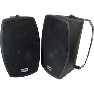 Loops Pair 6.5" Outdoor Rated Black Stereo Wall Speakers 140W 8 Ohm Ip55 Weatherproof from B&Q