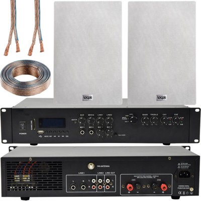 Loops 550W Bluetooth Sound System & 2X 140W In Wall Speakers2 Zone Multi Room Amp from B&Q