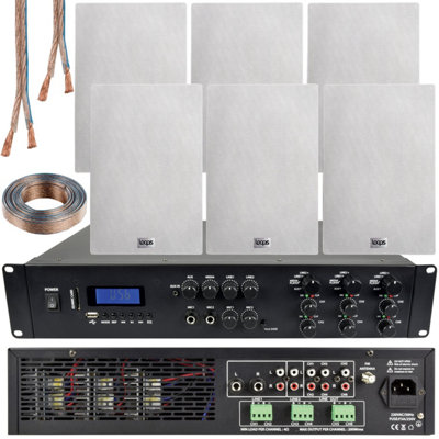 Loops 1650W Bluetooth Sound System & 6X 140W In Wall Speakers6 Zone Multi Room Amp from B&Q