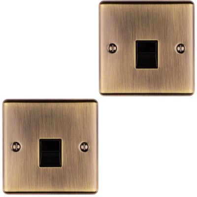Loops 2 Pack 1 Gang Bt Extension Telephone Wall Socket Antique Brass Secondary
