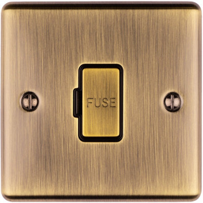 Loops 1 Gang 13A Unswitched Fuse Spur Antique Brass & Metal Mains Isolation Black