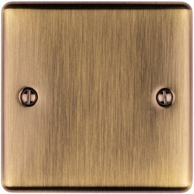 B&Q -  Single Antique Brass Blanking Plate Round Edged Wall Box Chassis Hole Cover