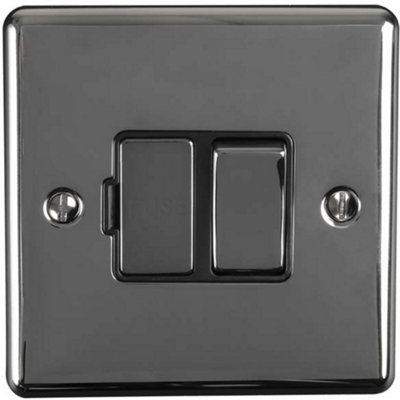 Loops 1 Gang 13A Switched Fuse Spur Nickel & Metal Rocker Mains Isolation Black