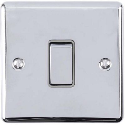 Loops 1 Gang Single 10A Intermediate Switch Polished Chrome & Metal Rocker Light/Grey