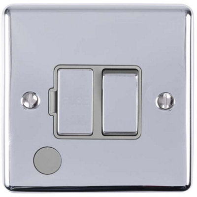 Loops 13A Dp Switched Fuse Spur & Flex Outlet Polished Chrome & Mains Isolation Grey