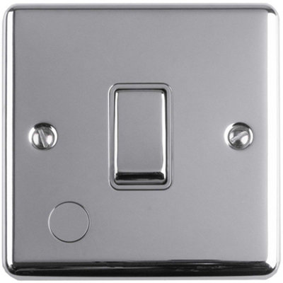 Loops 1 Gang 13A Unswitched Fuse Spur Polished Chrome & Metal Mains Isolation Grey