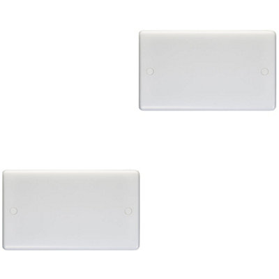 Loops 2 Pack Double Plasitc Blanking Plate Round Edged Wall Box Hole Cover White