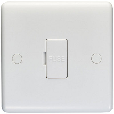 Loops 13A Unswitched Fuse Spur - Plastic Mains Isolation Appliance Wall Plate White
