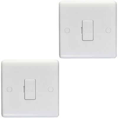 Loops 2 Pack 13A Unswitched Fuse Spur - Mains Isolation Appliance Wall Plate White