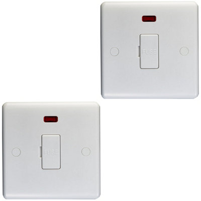 Loops 2 Pack 13A Unswitched Fuse Spur & Neon - Mains Isolation Wall Plate White