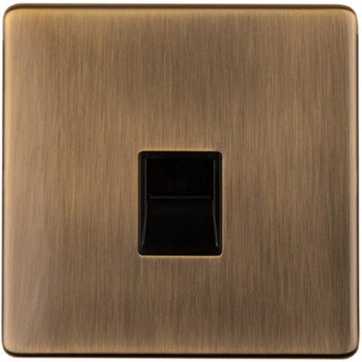 Loops 1 Gang Extension Telephone Wall Socket Screwless Antique Brass Secondary from B&Q